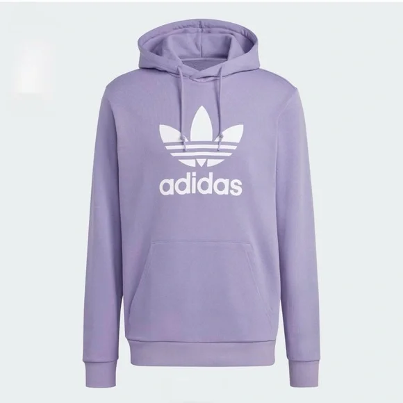 adidas Originals mens Adicolor Classics Trefoil Hoodie in light purple+ white - Picture 1 of 8
